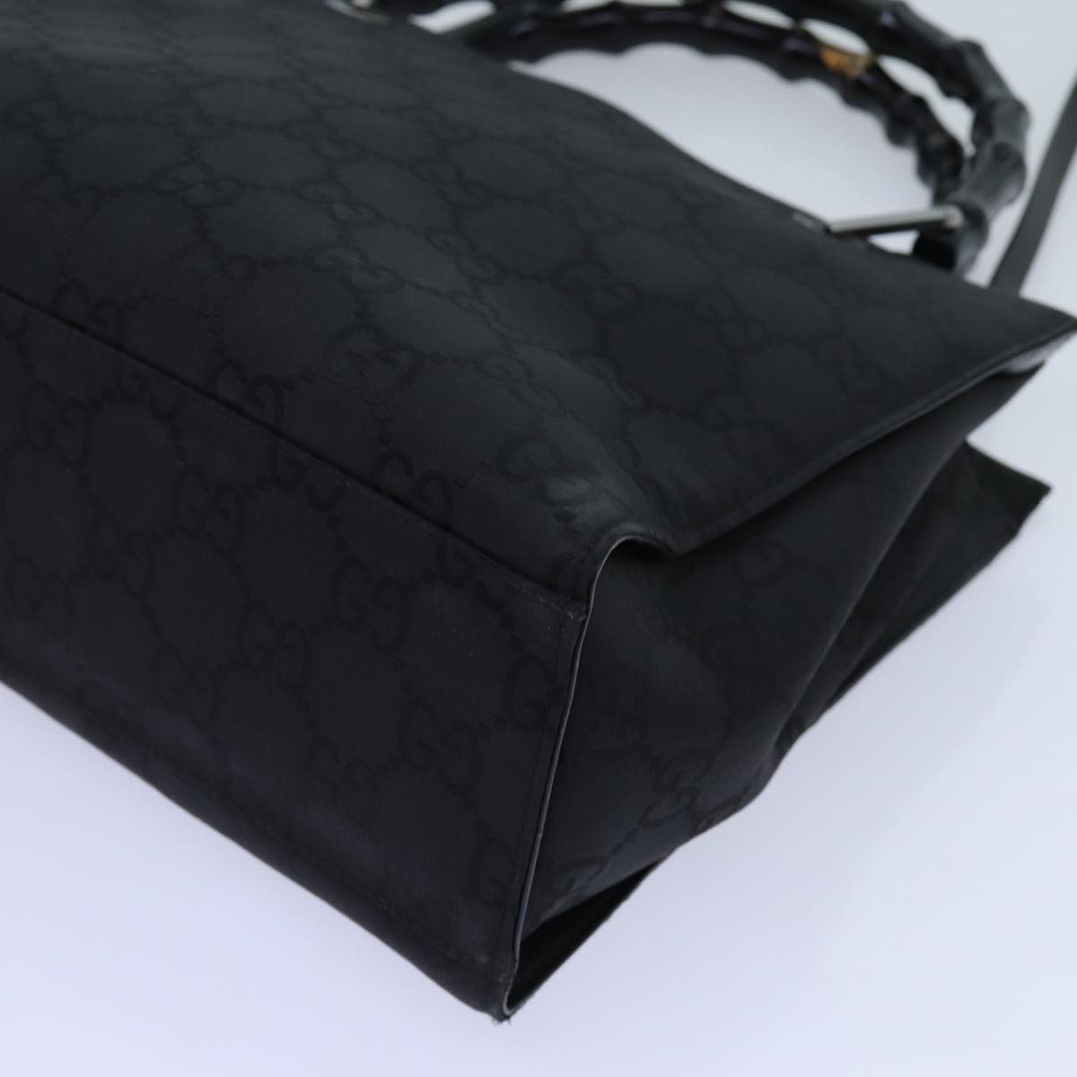 GUCCI Bamboo GG Canvas Hand Bag Nylon 2way Black 002 1016 71796