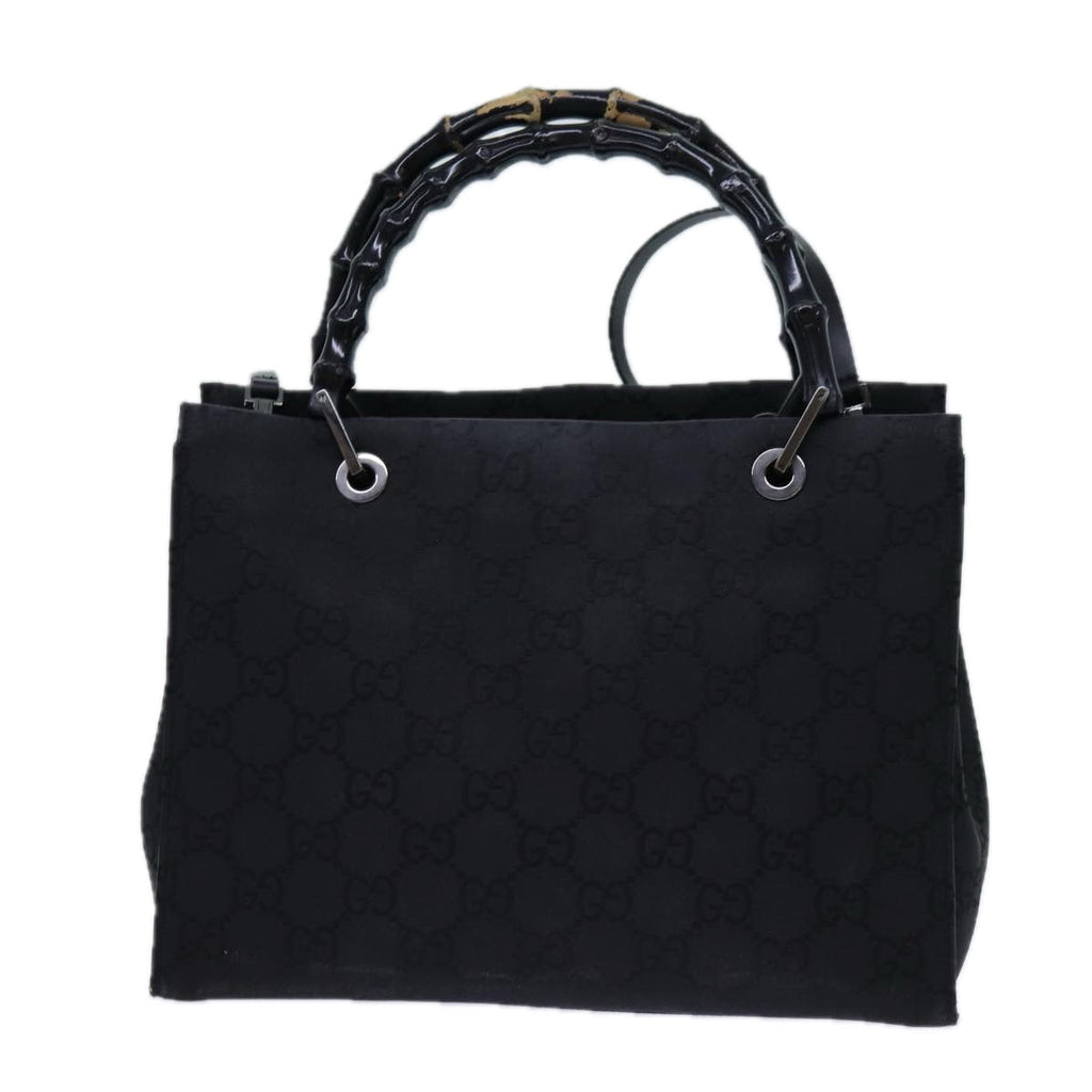 GUCCI Bamboo GG Canvas Hand Bag Nylon 2way Black 002 1016 71796