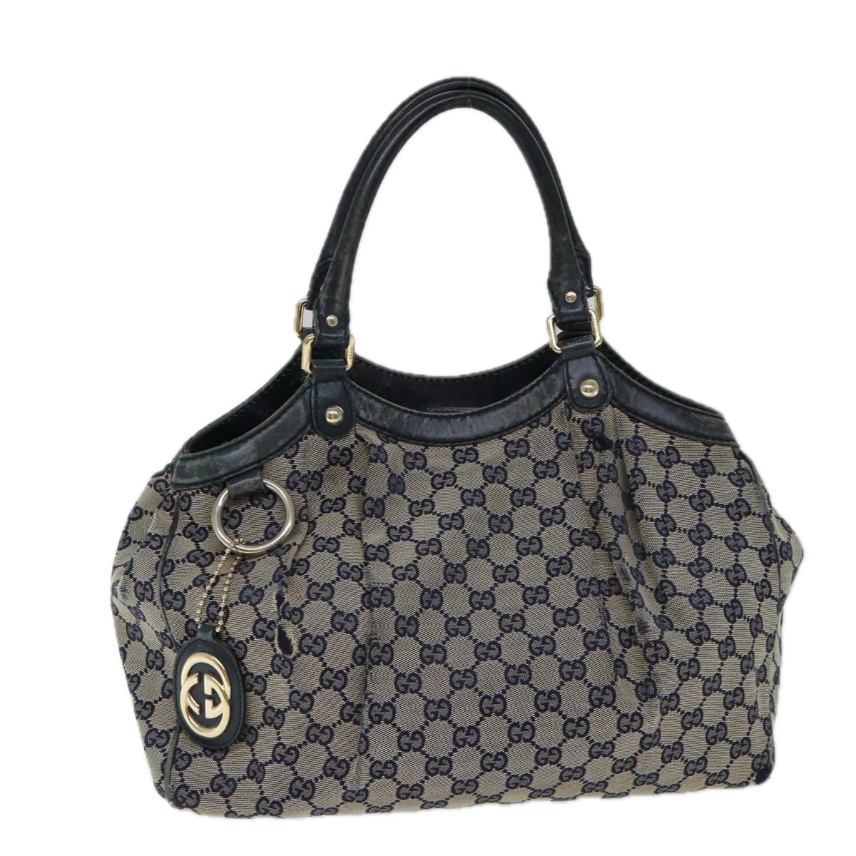 GUCCI GG Canvas Hand Bag Navy 211944 71797