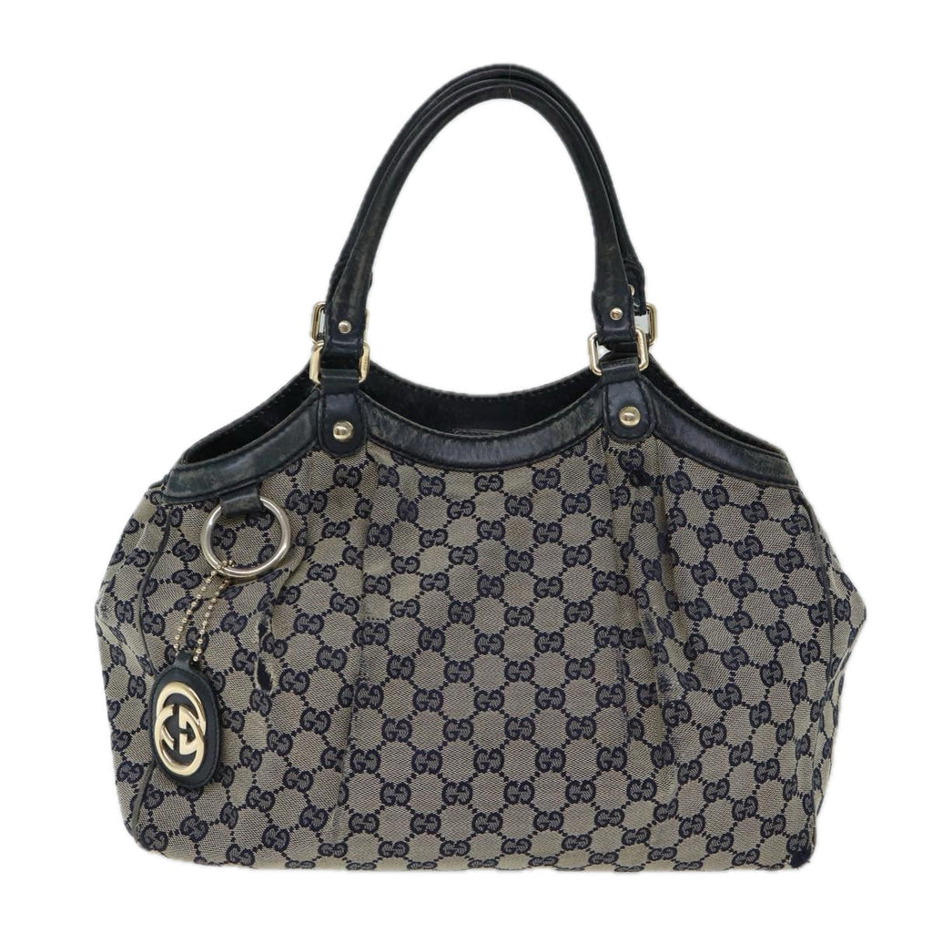 GUCCI GG Canvas Hand Bag Navy 211944 71797