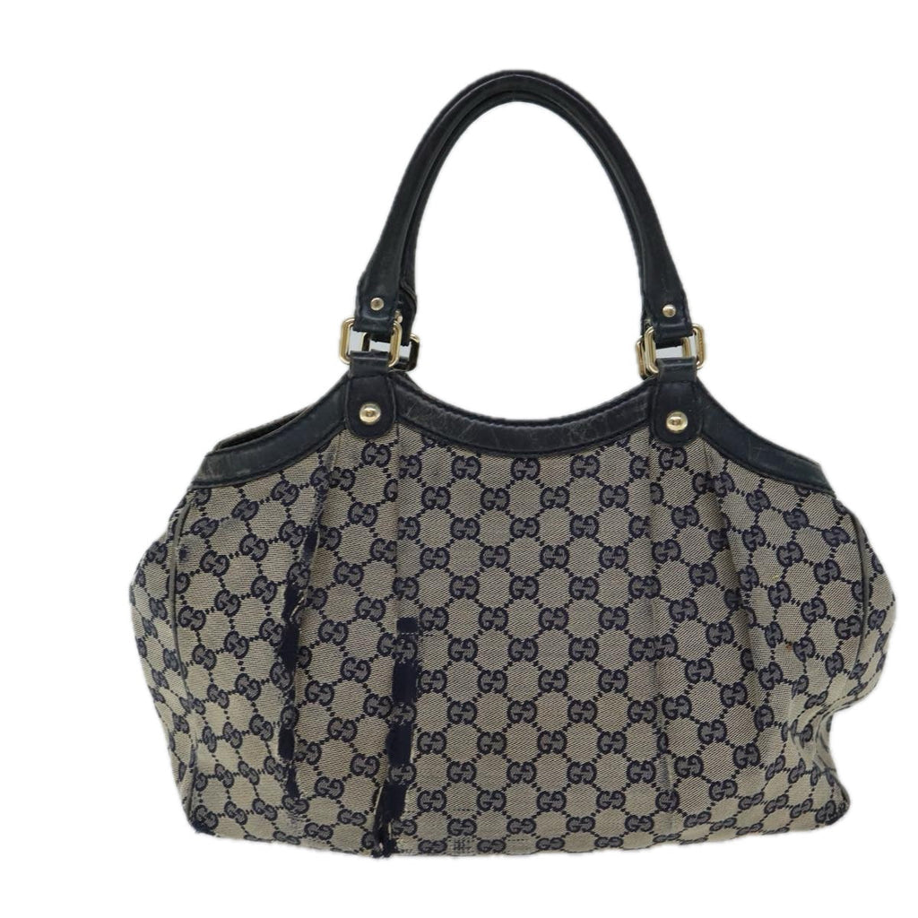 GUCCI GG Canvas Hand Bag Navy 211944 71797