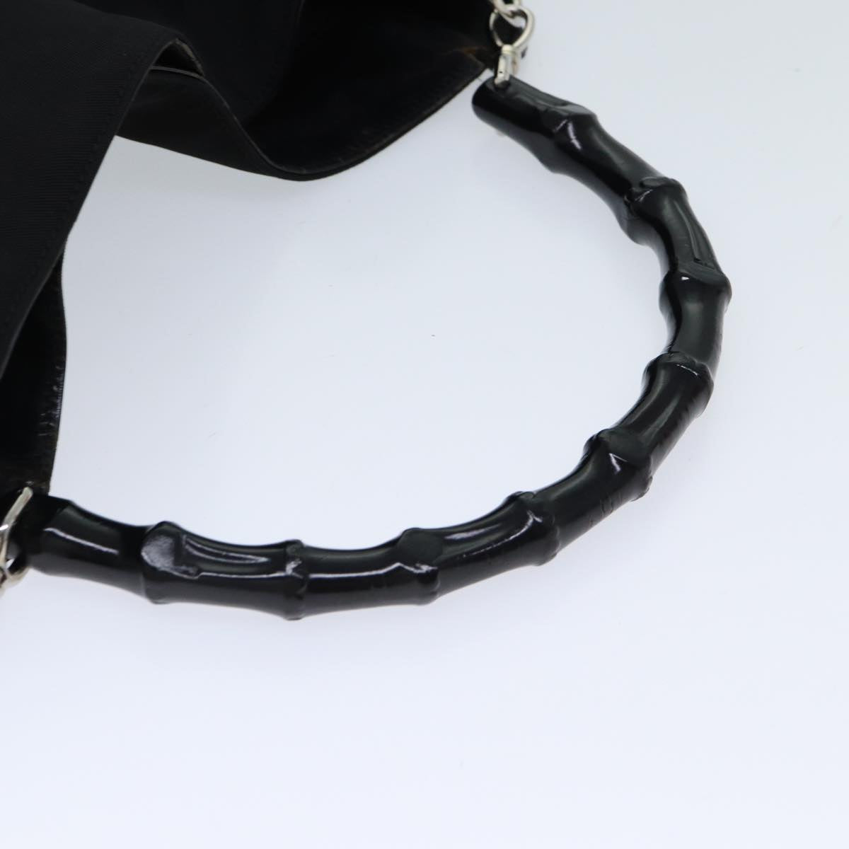 GUCCI Bamboo Hand Bag Nylon 2way Black 001 1577 71804