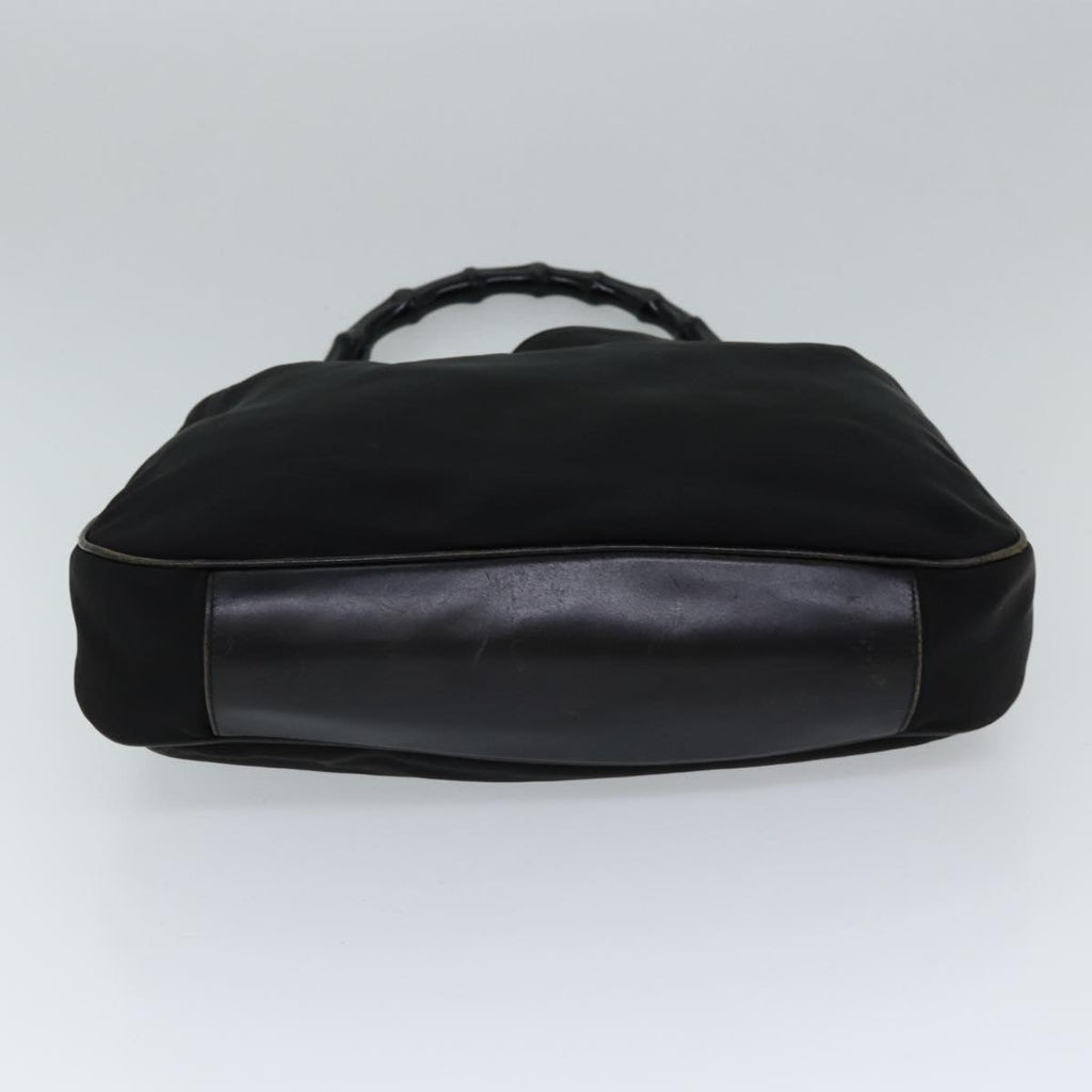GUCCI Bamboo Hand Bag Nylon 2way Black 001 1577 71804
