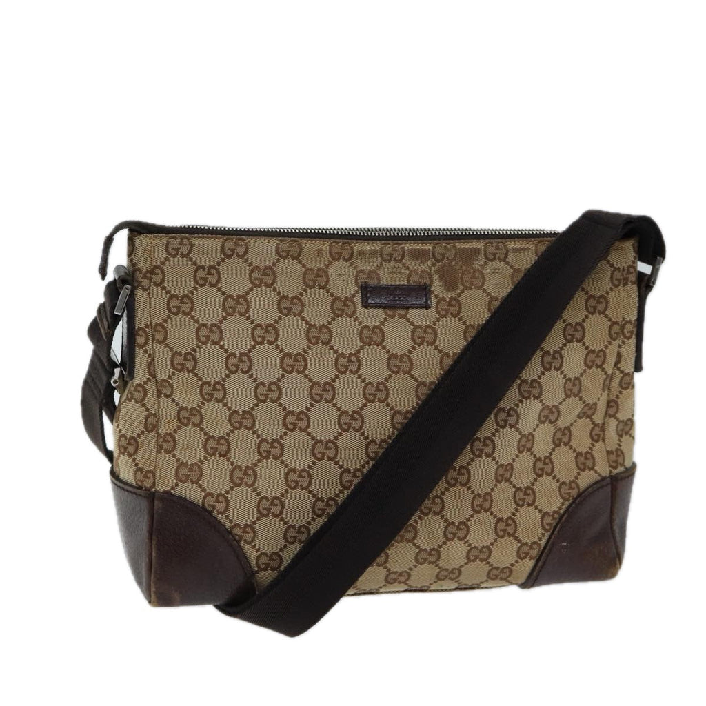 GUCCI GG Canvas Shoulder Bag Beige 114273 71808