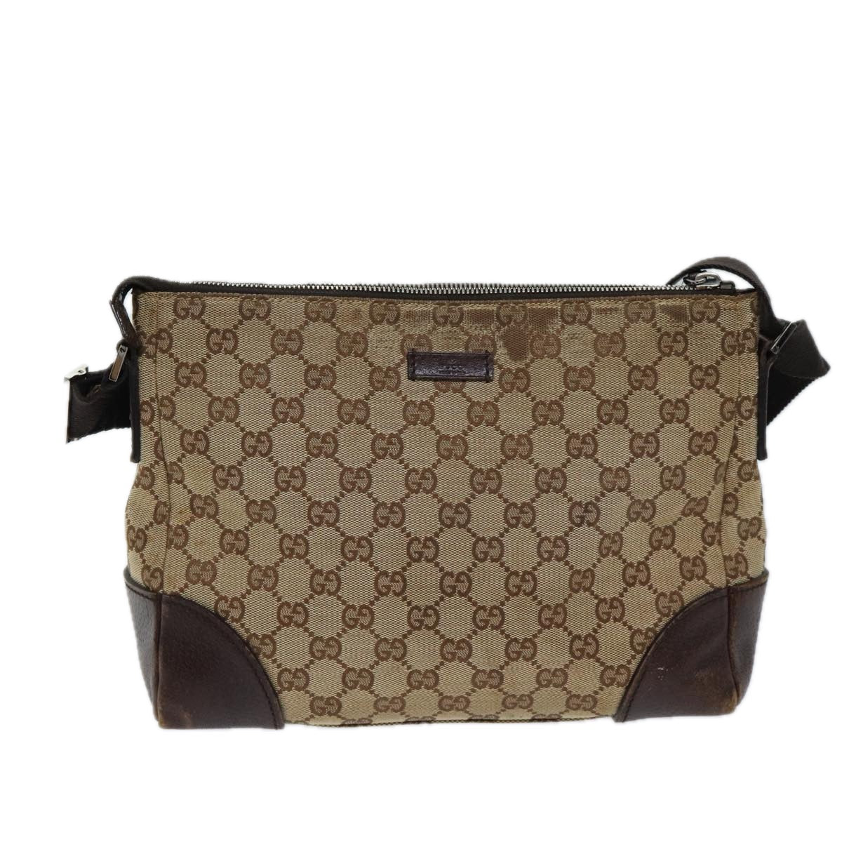 GUCCI GG Canvas Shoulder Bag Beige 114273 71808