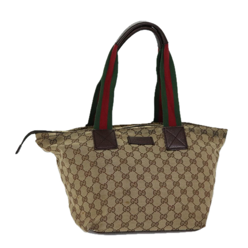GUCCI GG Canvas Web Sherry Line Tote Bag Beige Red Green 131230 71809