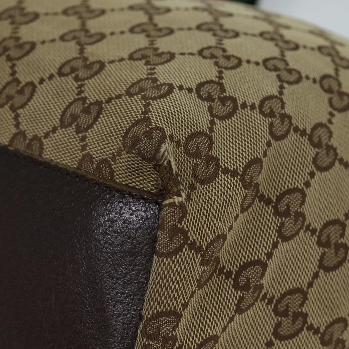GUCCI GG Canvas Web Sherry Line Tote Bag Beige Red Green 131230 71809