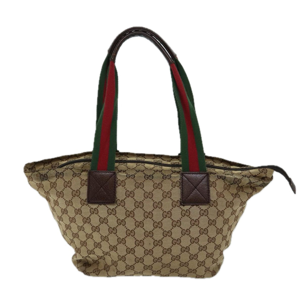 GUCCI GG Canvas Web Sherry Line Tote Bag Beige Red Green 131230 71809