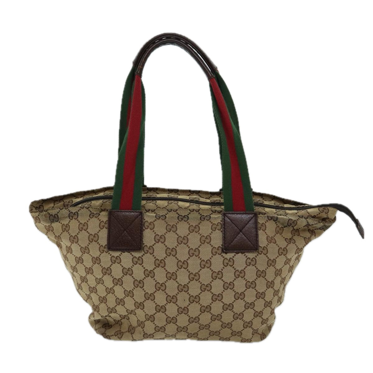 GUCCI GG Canvas Web Sherry Line Tote Bag Beige Red Green 131230 71809