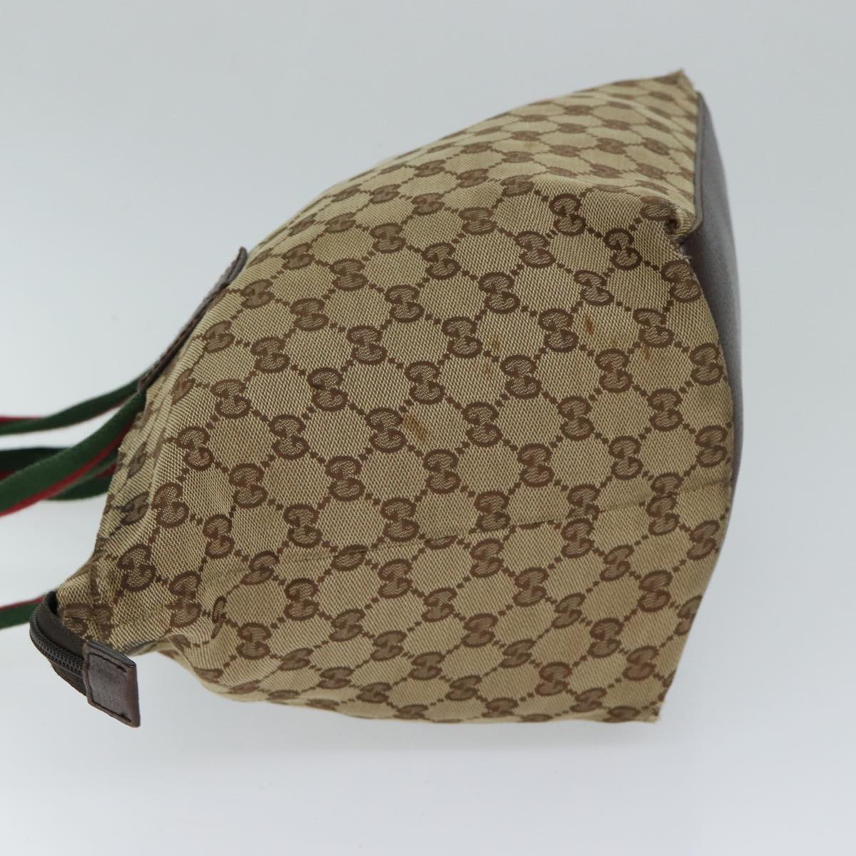 GUCCI GG Canvas Web Sherry Line Tote Bag Beige Red Green 131230 71809