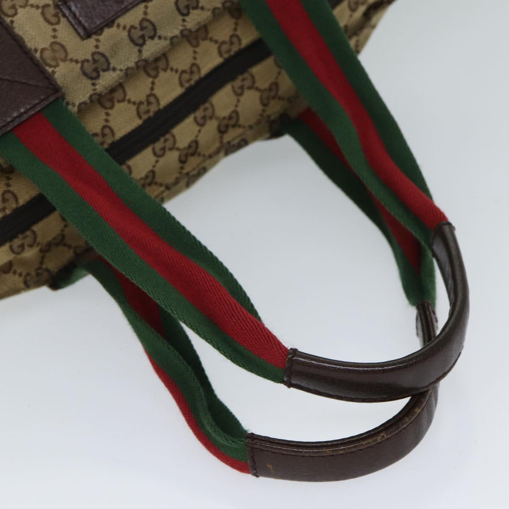 GUCCI GG Canvas Web Sherry Line Tote Bag Beige Red Green 131230 71809