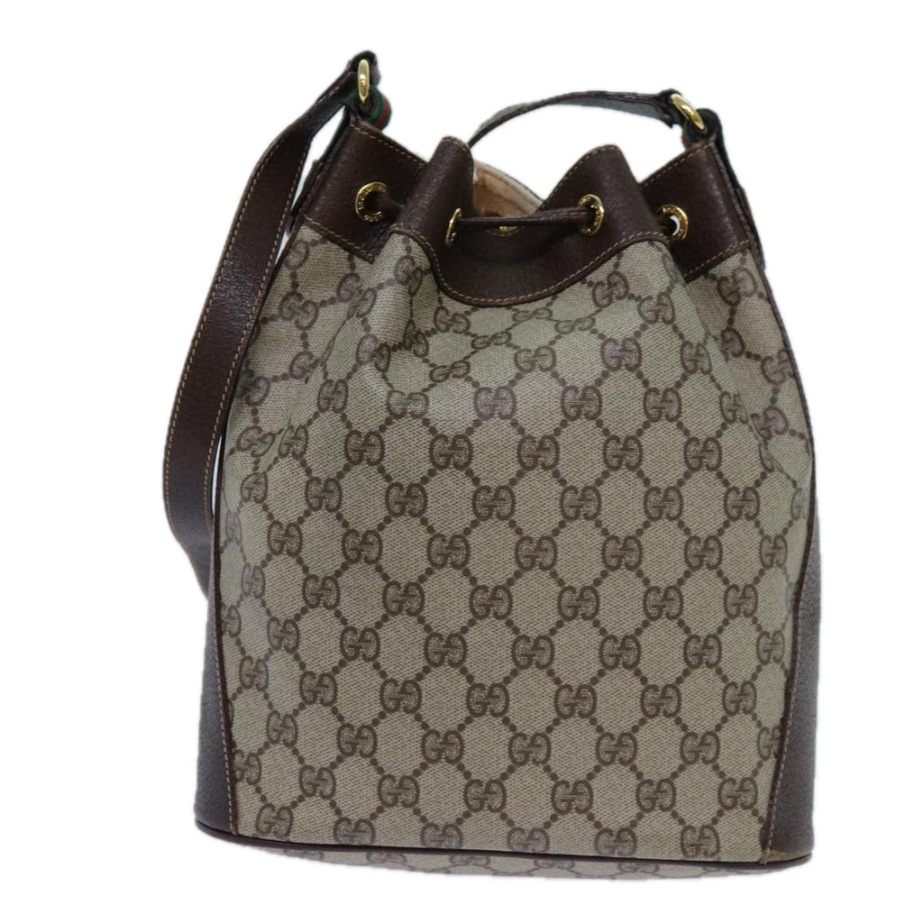 GUCCI GG Supreme Web Sherry Line Shoulder Bag PVC Beige 164 02 034 71812