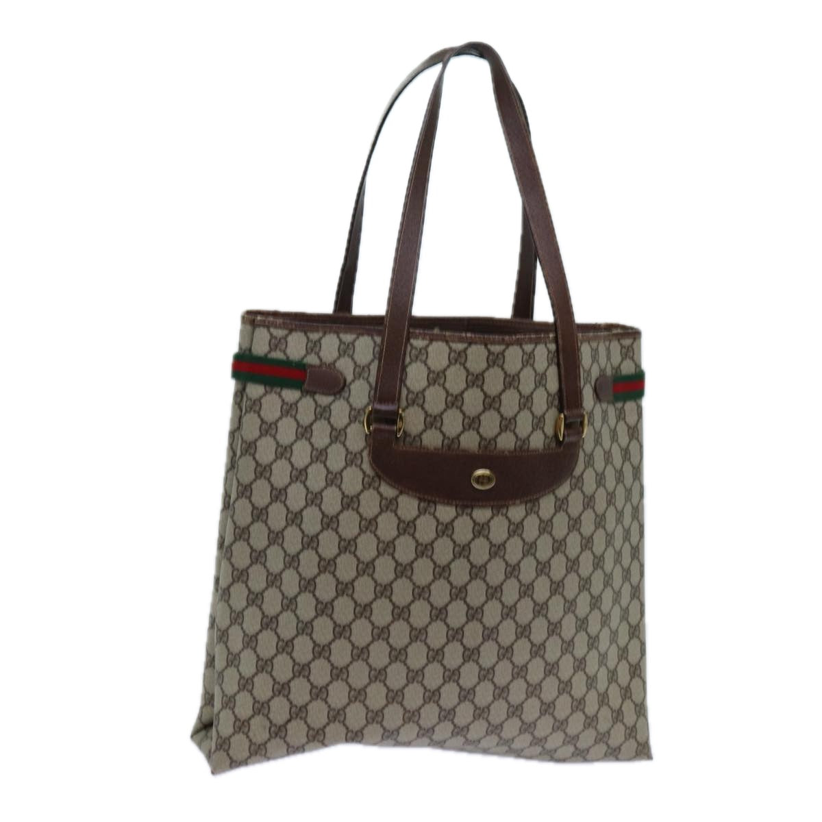 GUCCI GG Supreme Web Sherry Line Tote Bag Beige Red Green 39 02 091 71816