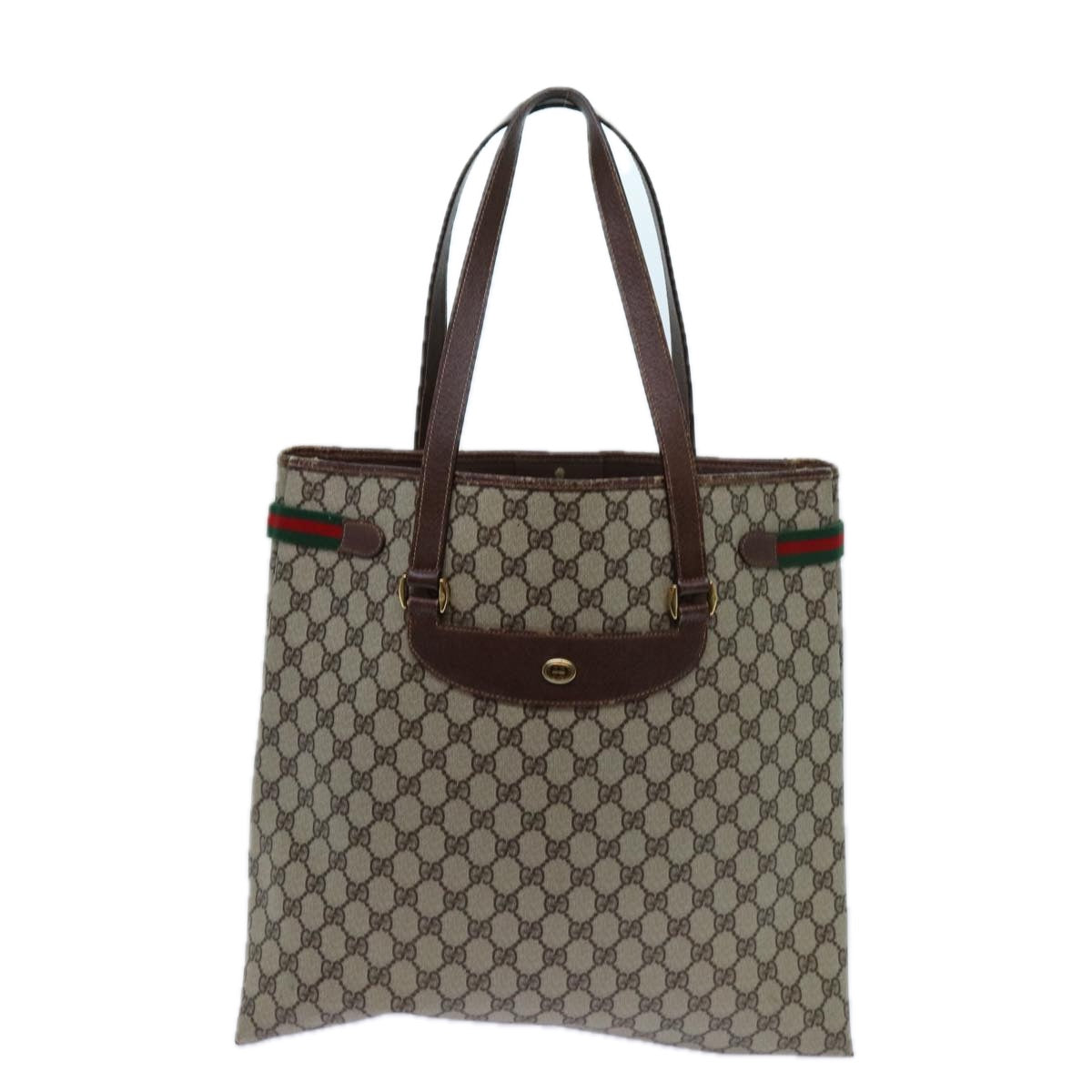 GUCCI GG Supreme Web Sherry Line Tote Bag Beige Red Green 39 02 091 71816