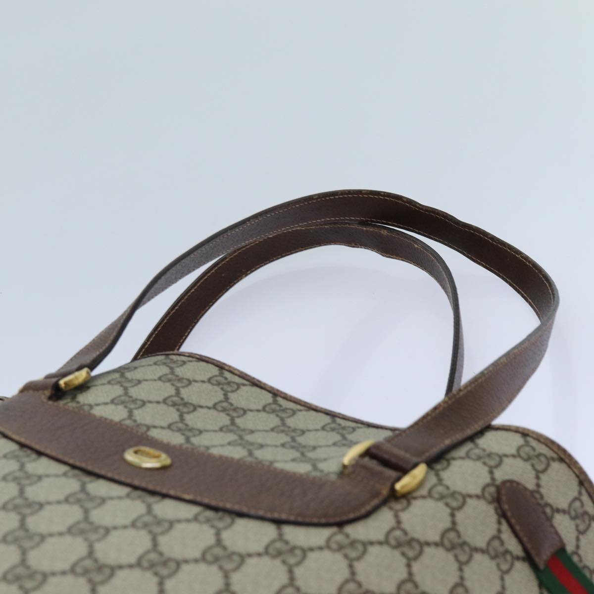 GUCCI GG Supreme Web Sherry Line Tote Bag Beige Red Green 39 02 091 71816