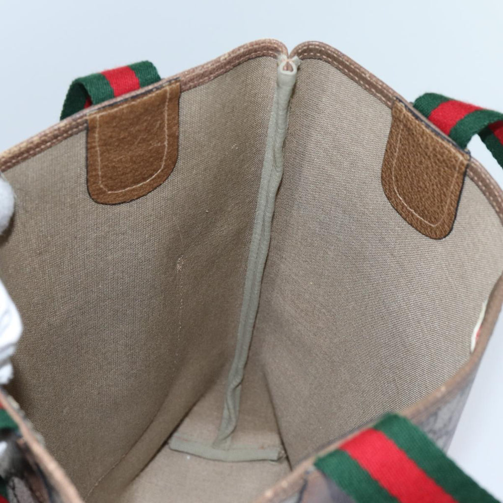 GUCCI GG Supreme Web Sherry Line Tote Bag Beige Red Green 39 02 003 71817