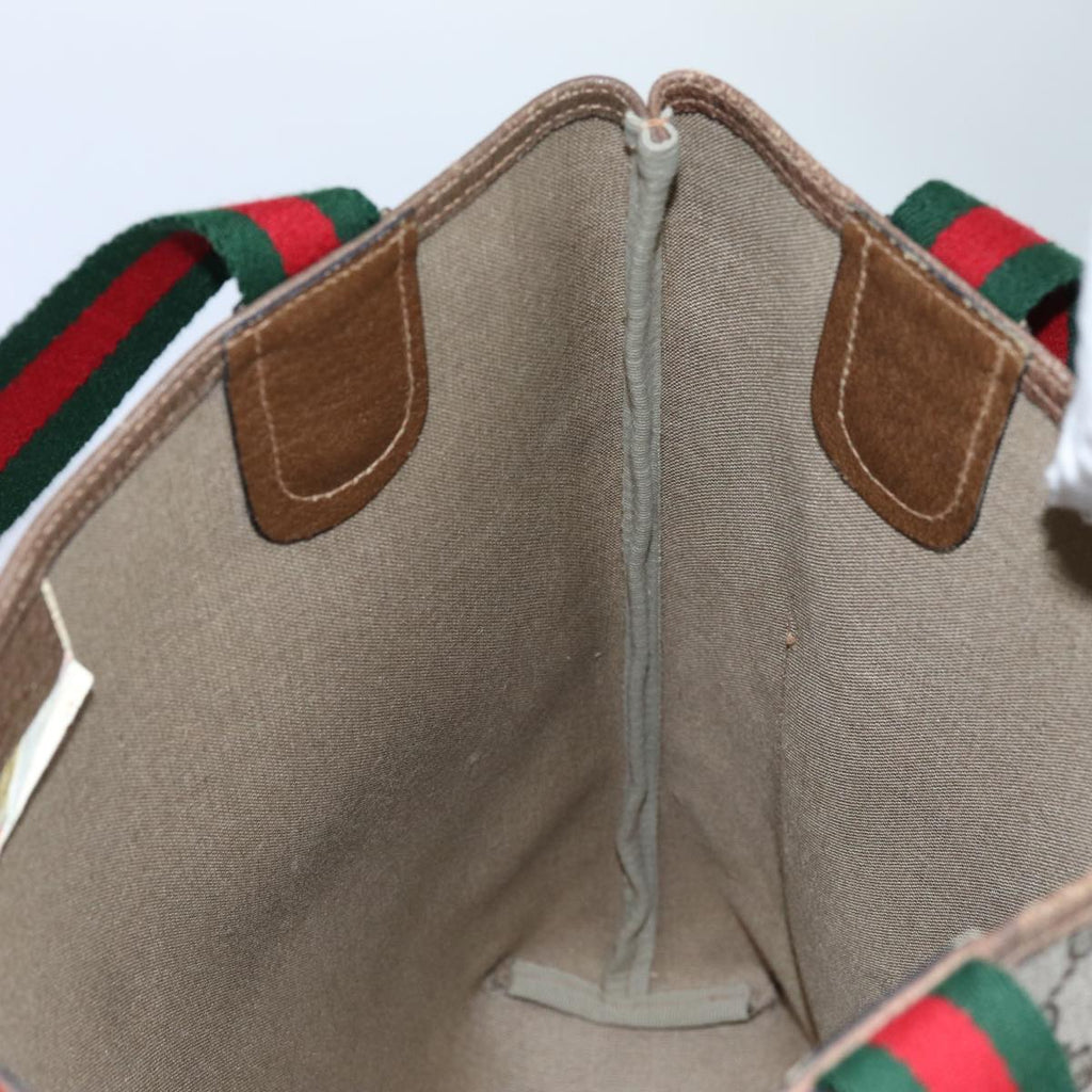 GUCCI GG Supreme Web Sherry Line Tote Bag Beige Red Green 39 02 003 71817