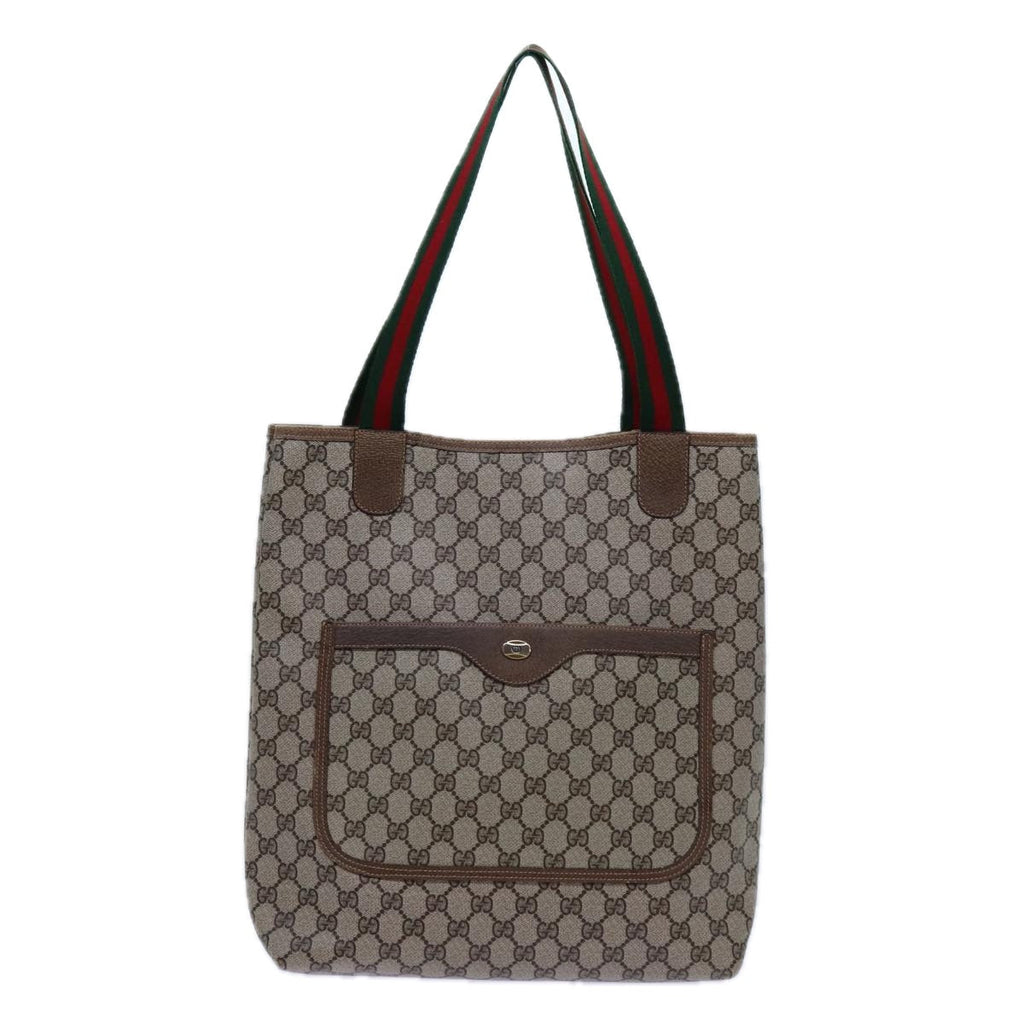GUCCI GG Supreme Web Sherry Line Tote Bag Beige Red Green 39 02 003 71817