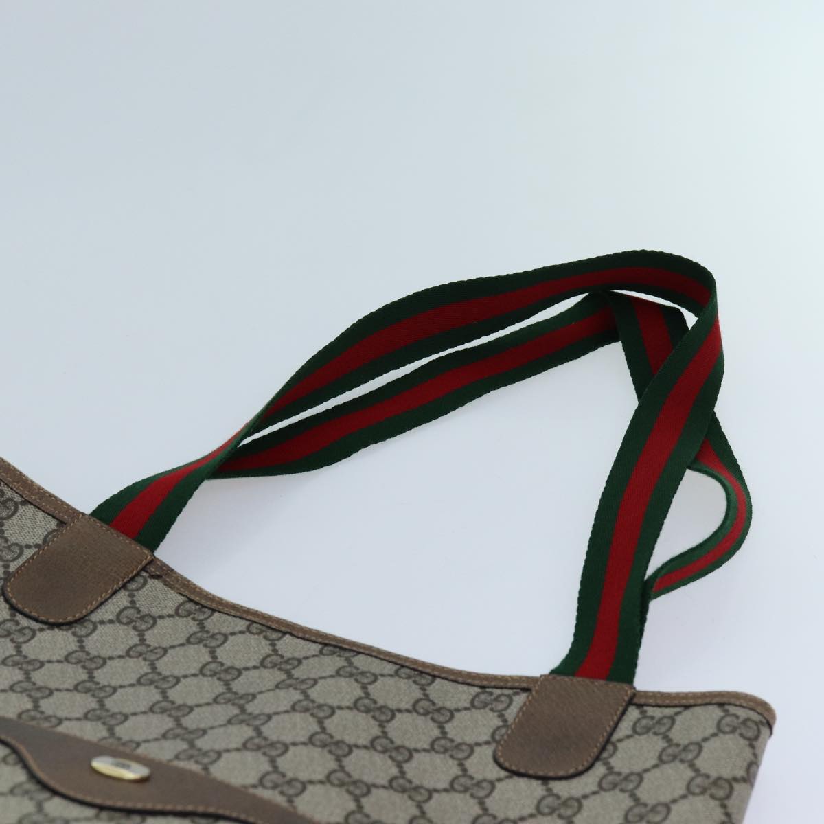 GUCCI GG Supreme Web Sherry Line Tote Bag Beige Red Green 39 02 003 71817