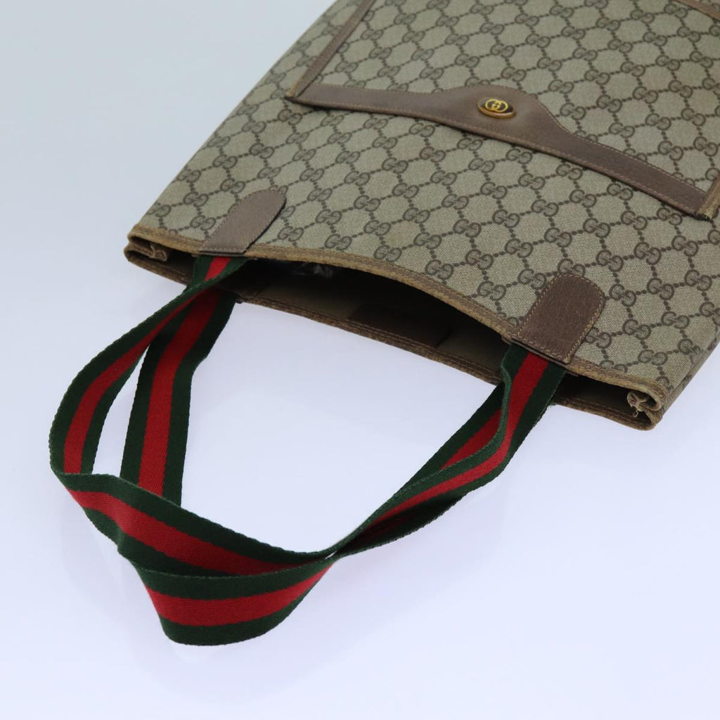 GUCCI GG Supreme Web Sherry Line Tote Bag Beige Red Green 39 02 003 71818