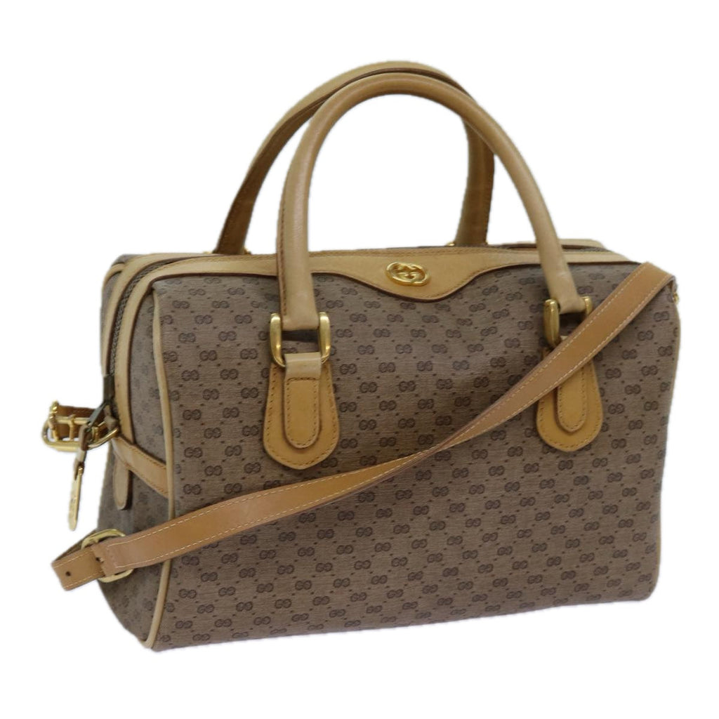 GUCCI Micro GG Supreme Hand Bag PVC Leather 2way Beige 71819