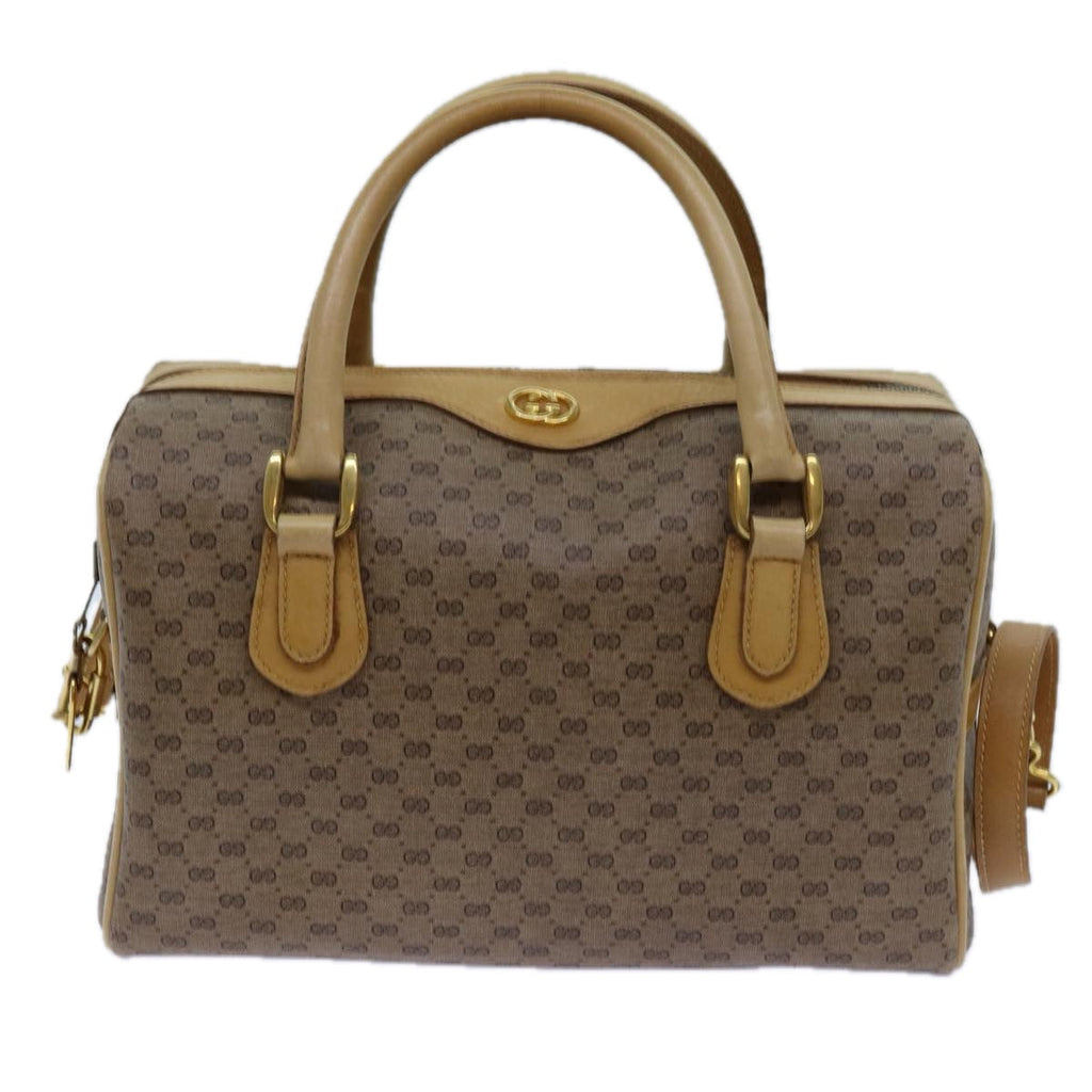 GUCCI Micro GG Supreme Hand Bag PVC Leather 2way Beige 71819