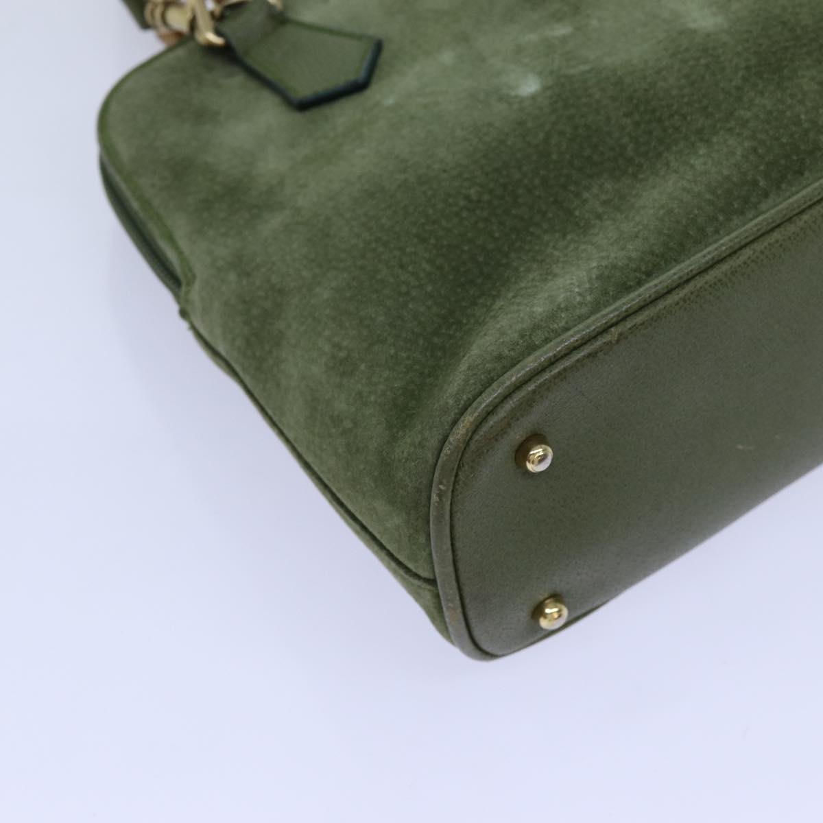 GUCCI Bamboo Hand Bag Suede 2way Green 000 1274 0290 71820