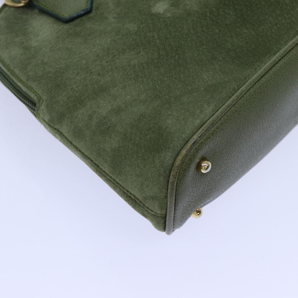 GUCCI Bamboo Hand Bag Suede 2way Green 000 1274 0290 71820