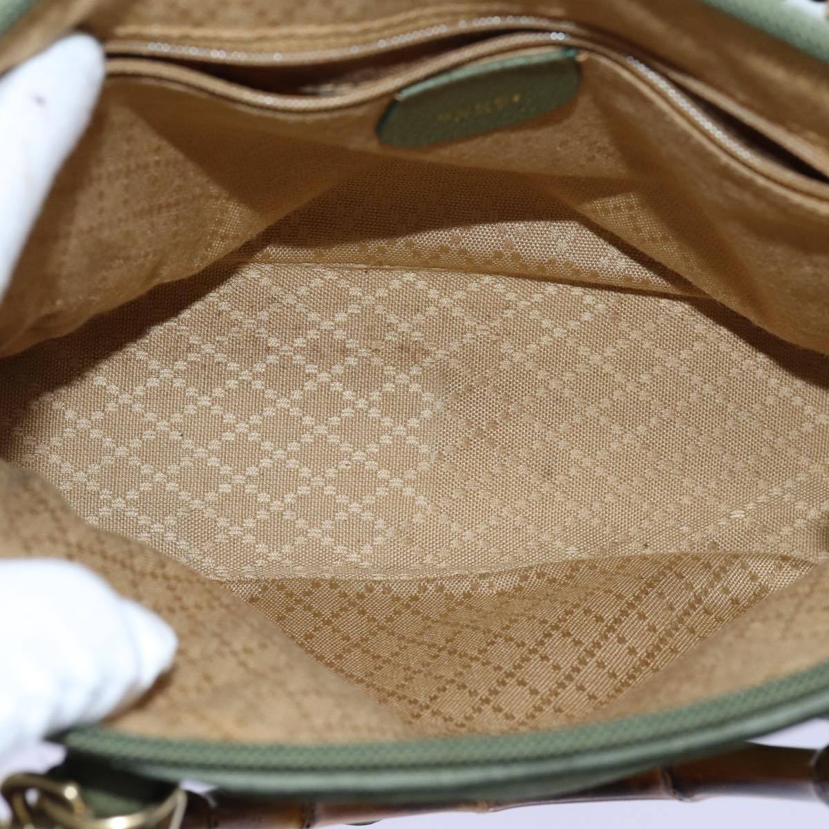 GUCCI Bamboo Hand Bag Suede 2way Green 000 1274 0290 71820