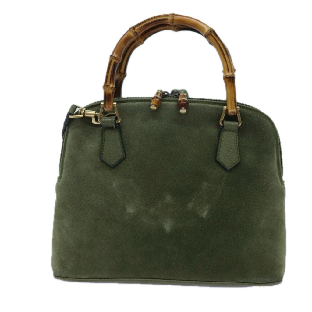 GUCCI Bamboo Hand Bag Suede 2way Green 000 1274 0290 71820