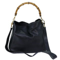 GUCCI Bamboo Shoulder Bag Leather 2way Black 71823