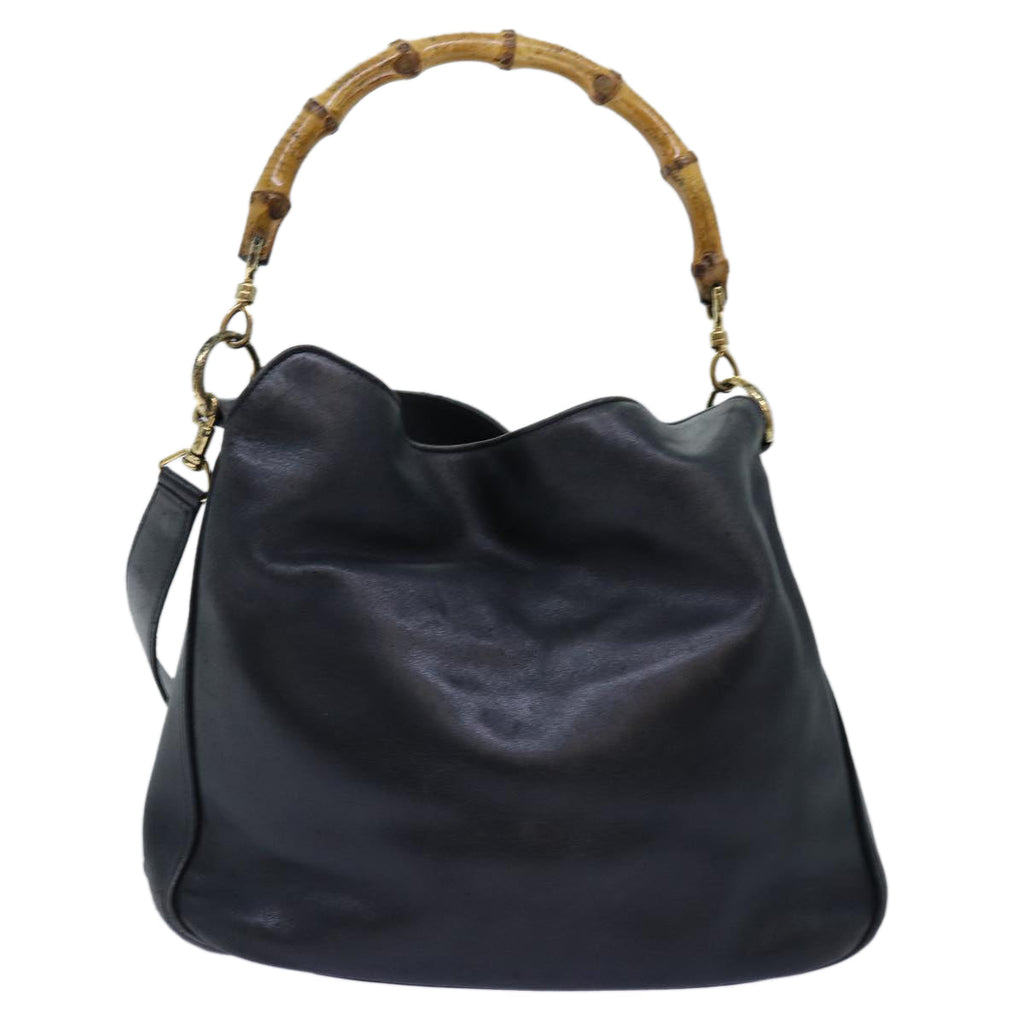 GUCCI Bamboo Shoulder Bag Leather 2way Black 71823