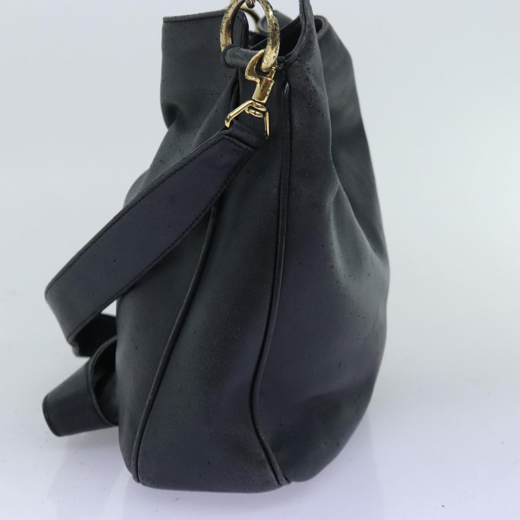 GUCCI Bamboo Shoulder Bag Leather 2way Black 71823