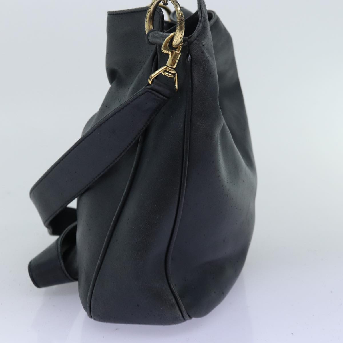 GUCCI Bamboo Shoulder Bag Leather 2way Black 71823
