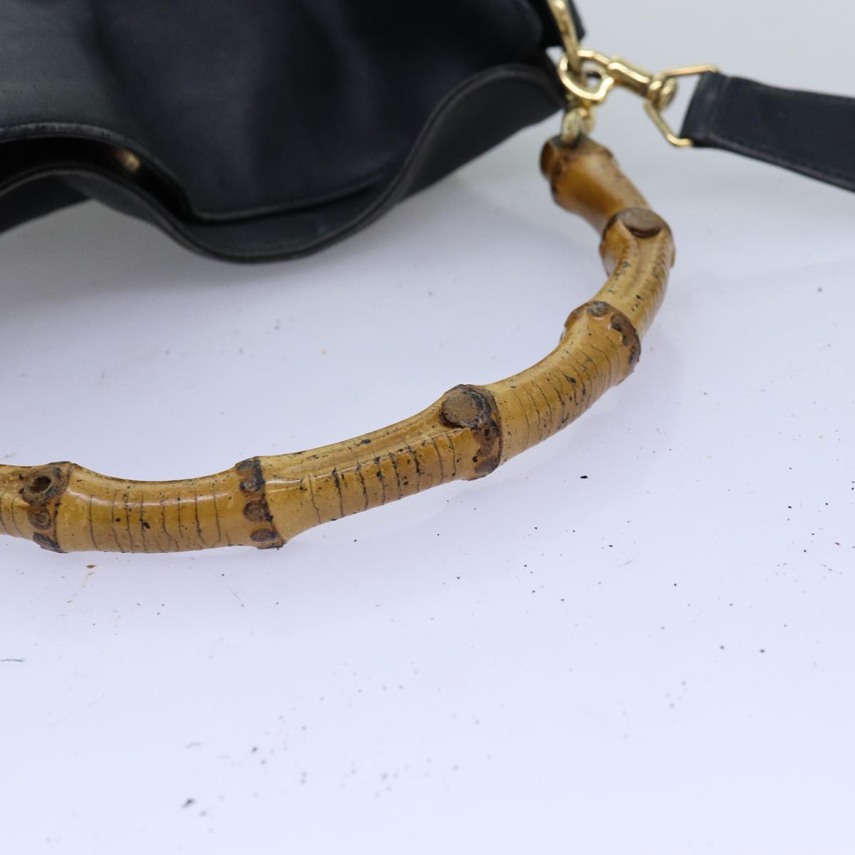 GUCCI Bamboo Shoulder Bag Leather 2way Black 71823
