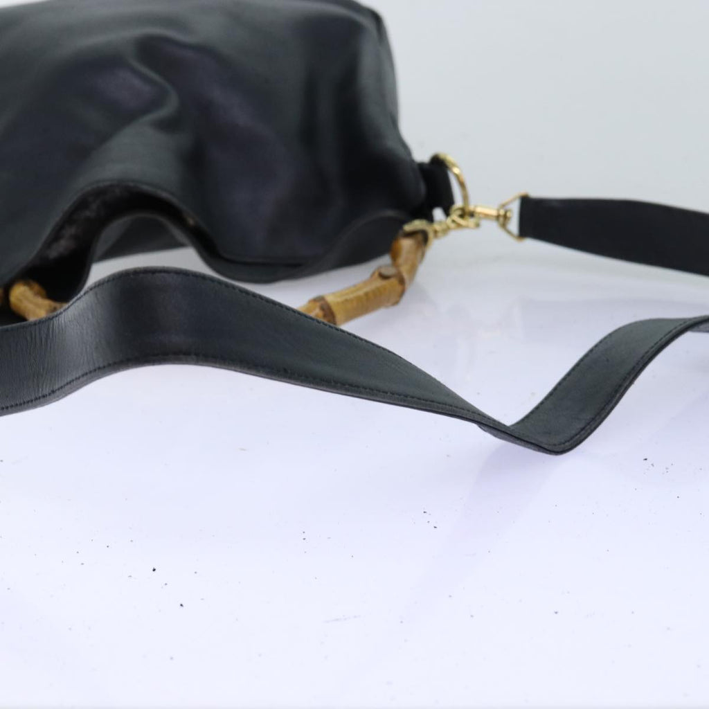 GUCCI Bamboo Shoulder Bag Leather 2way Black 71823