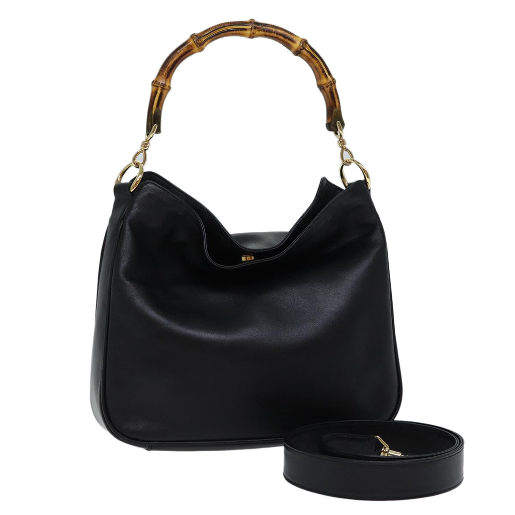 GUCCI Bamboo Shoulder Bag Leather 2way Black 71824