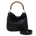GUCCI Bamboo Shoulder Bag Leather 2way Black 71824