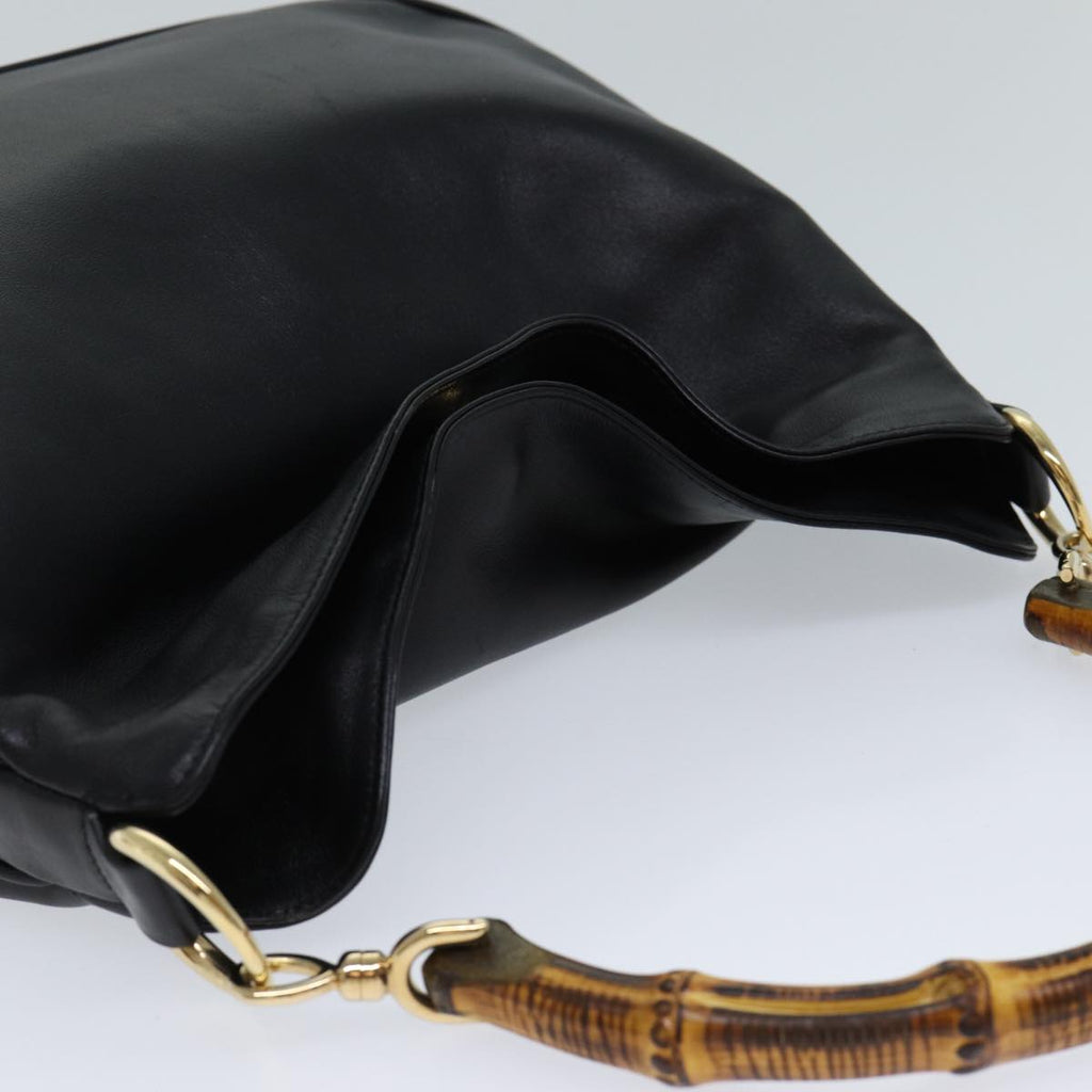 GUCCI Bamboo Shoulder Bag Leather 2way Black 71824