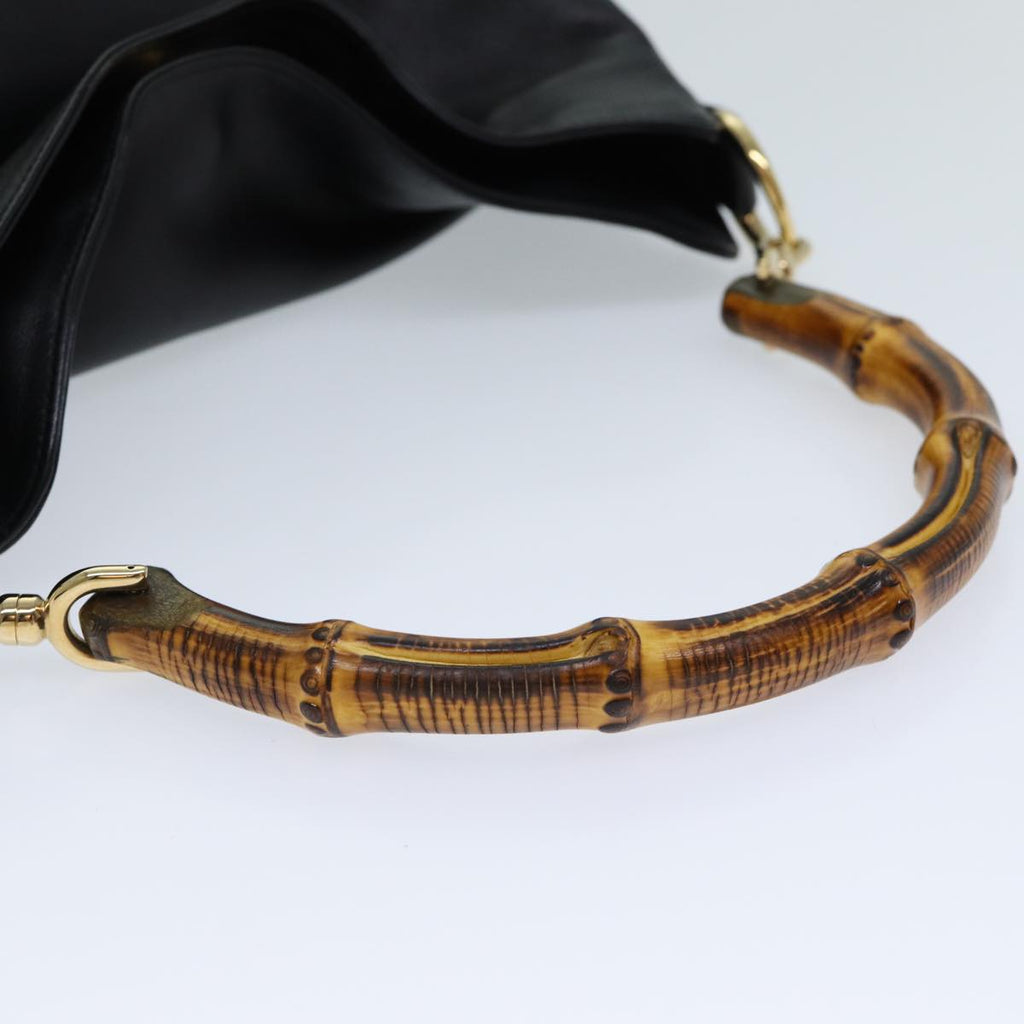 GUCCI Bamboo Shoulder Bag Leather 2way Black 71824