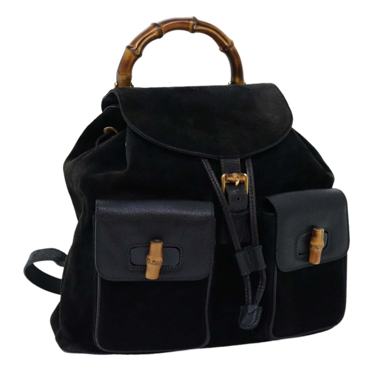 GUCCI Bamboo Backpack Suede Black 71825
