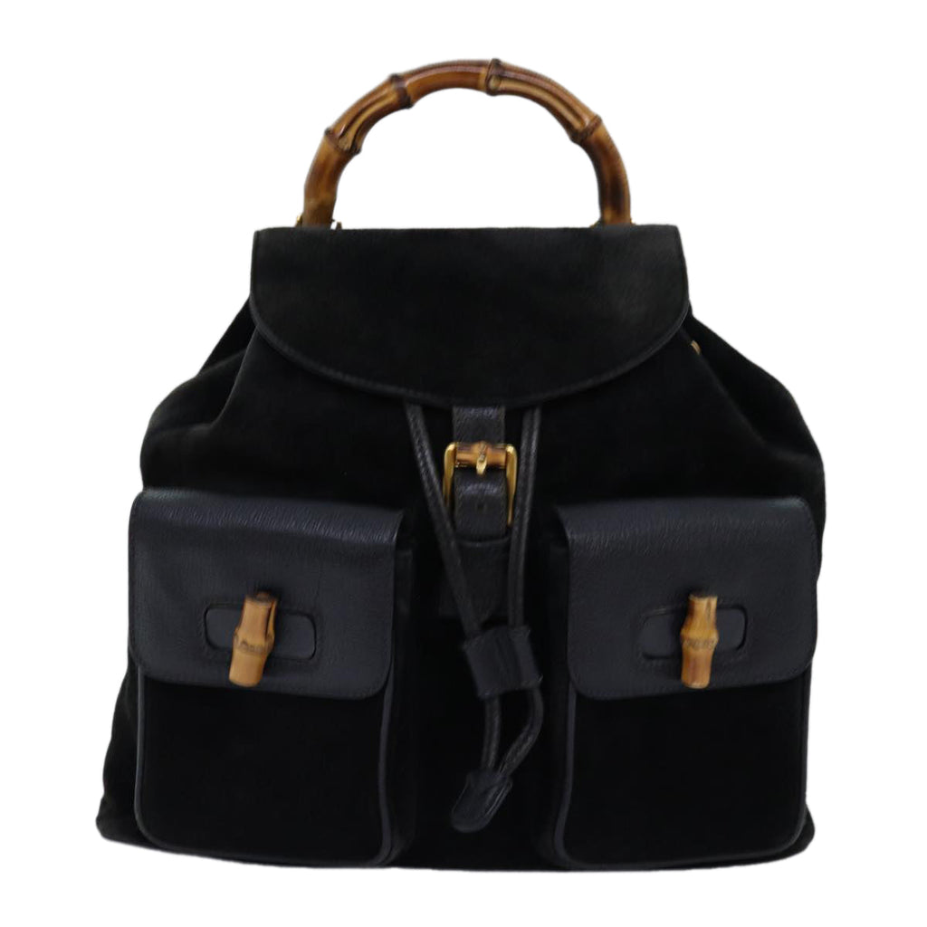 GUCCI Bamboo Backpack Suede Black 71825