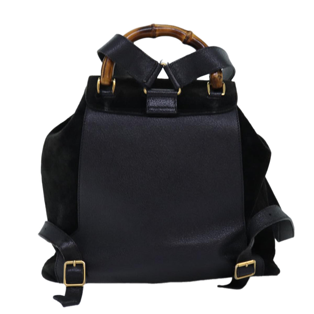 GUCCI Bamboo Backpack Suede Black 71825