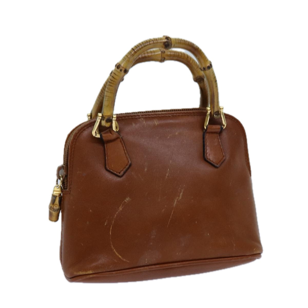 GUCCI Bamboo Hand Bag Leather Brown 007 2865 0231 71894