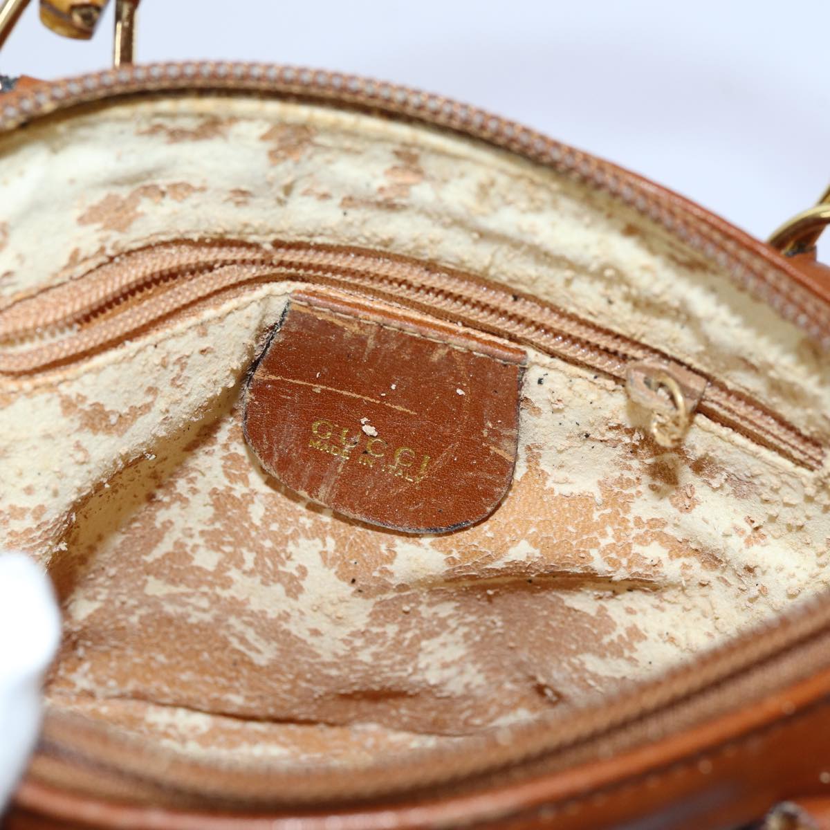 GUCCI Bamboo Hand Bag Leather Brown 007 2865 0231 71894