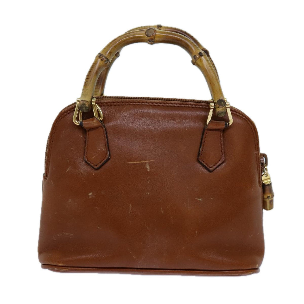 GUCCI Bamboo Hand Bag Leather Brown 007 2865 0231 71894