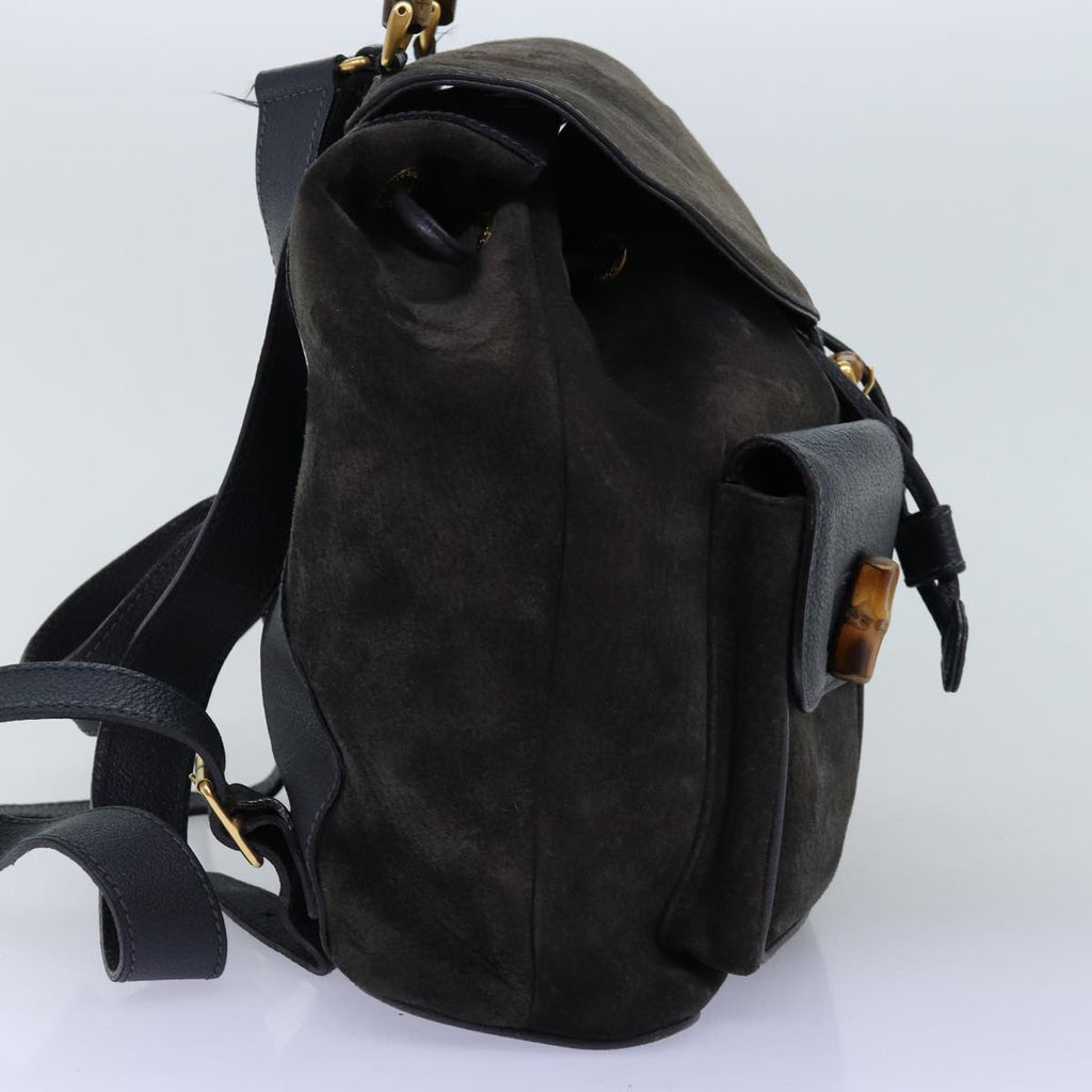 GUCCI Bamboo Backpack Suede Black 71916