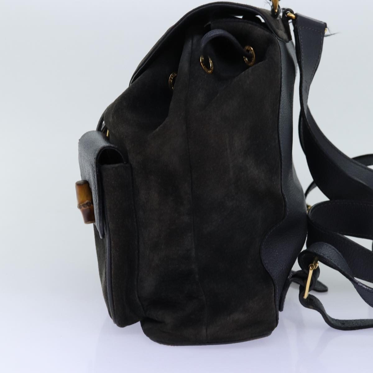GUCCI Bamboo Backpack Suede Black 71916