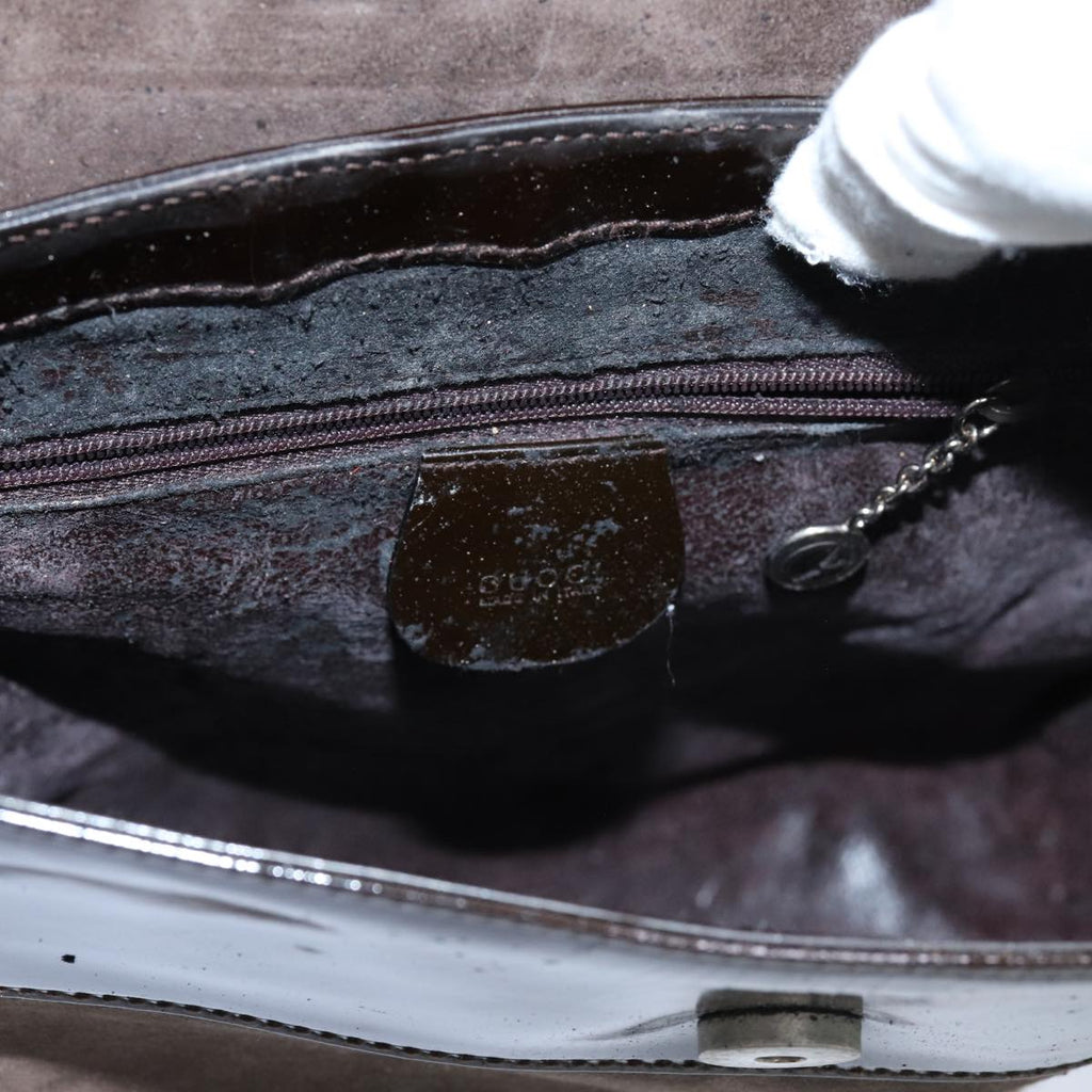GUCCI Shoulder Bag Patent leather Brown 71917