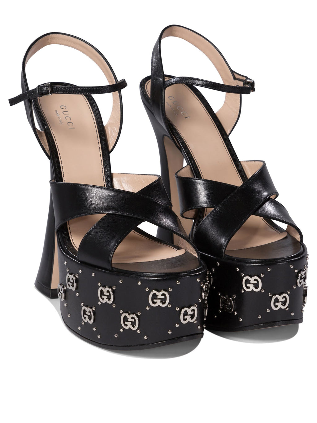 GUCCI Interlocking G Studded Heeled Sandals